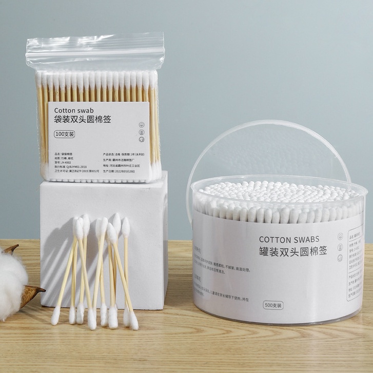 Hộp 500 Tăm Bông Cotton Hai Đầu Dùng Vệ Sinh Tai / Trang Điểm Đa Năng
