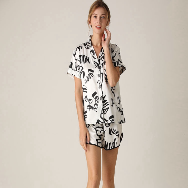 Bộ đồ ngủ ngắn tay giả lụa thời trang hè cho nữ