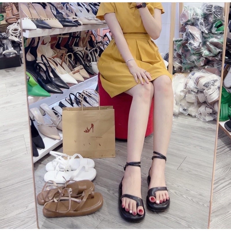 Sandal Xỏ Ngón Cột Dây Đế Cao 3cm Đi Êm Chân