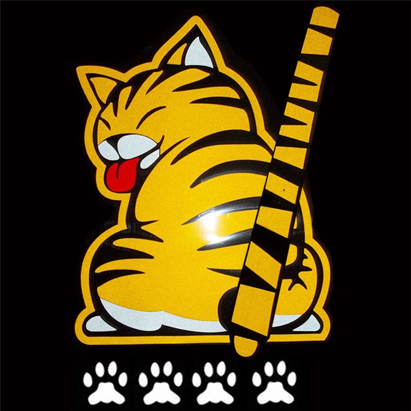 Decal hình mèo dán kính chắn gió đuôi xe vui nhộn cho xe hơi