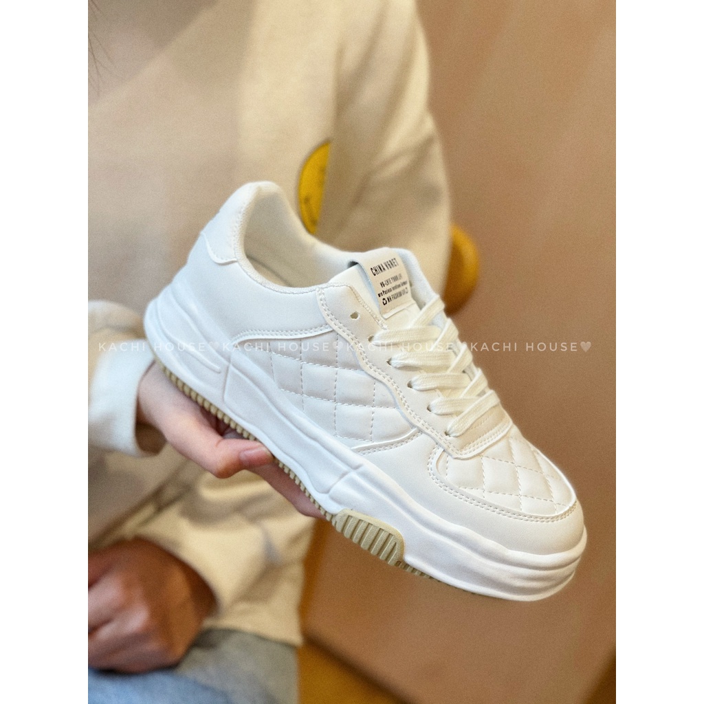 Giày Thể thao nữ kẻ vuông độn đế 3cm mẫu R01 - kachihouse