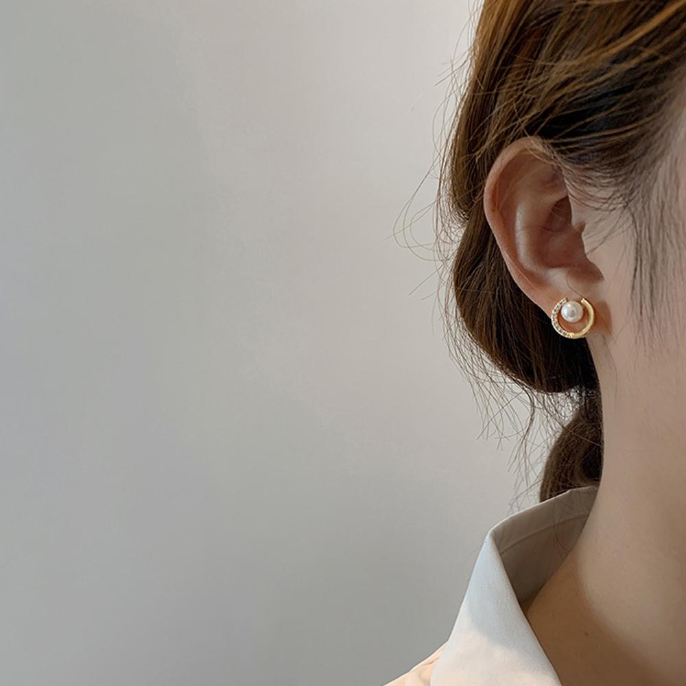 JARRED Bông Tai Mạ Bạc 925 Hình Chữ C Đính Pha Lê Sang Trọng