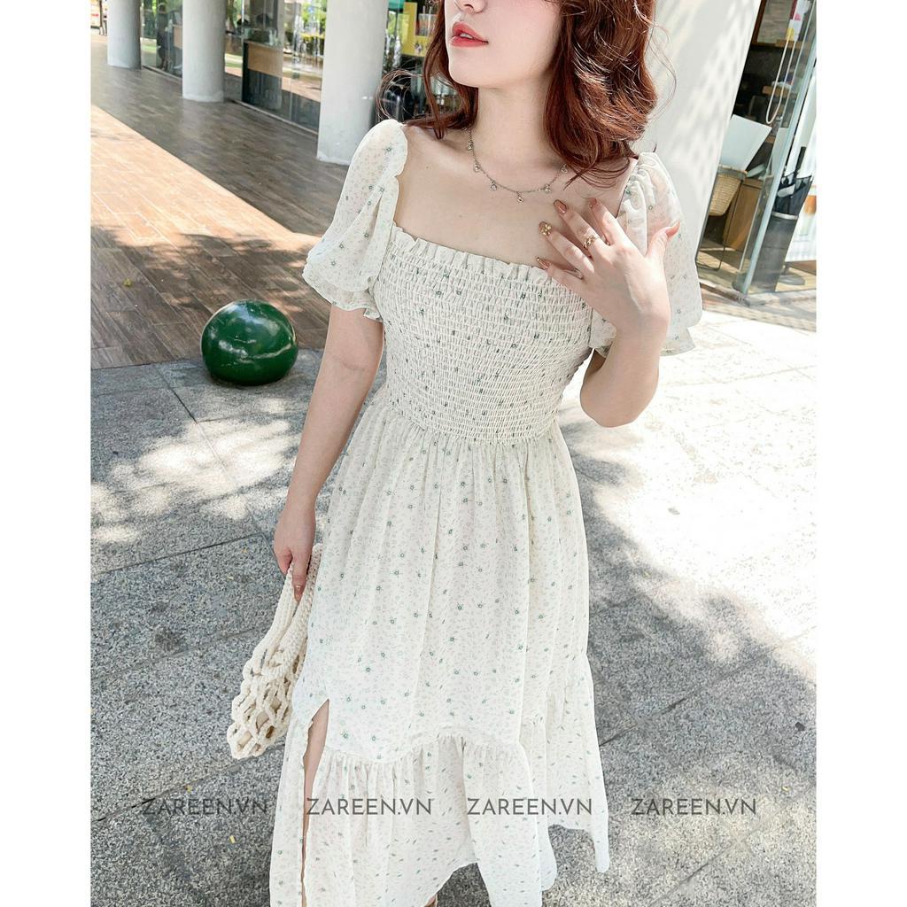 ZAREEN | ĐẦM HOA ĐUÔI CÁ XẺ ĐÙI ZAREEN DAX50 - TRẮNG HOA XANH