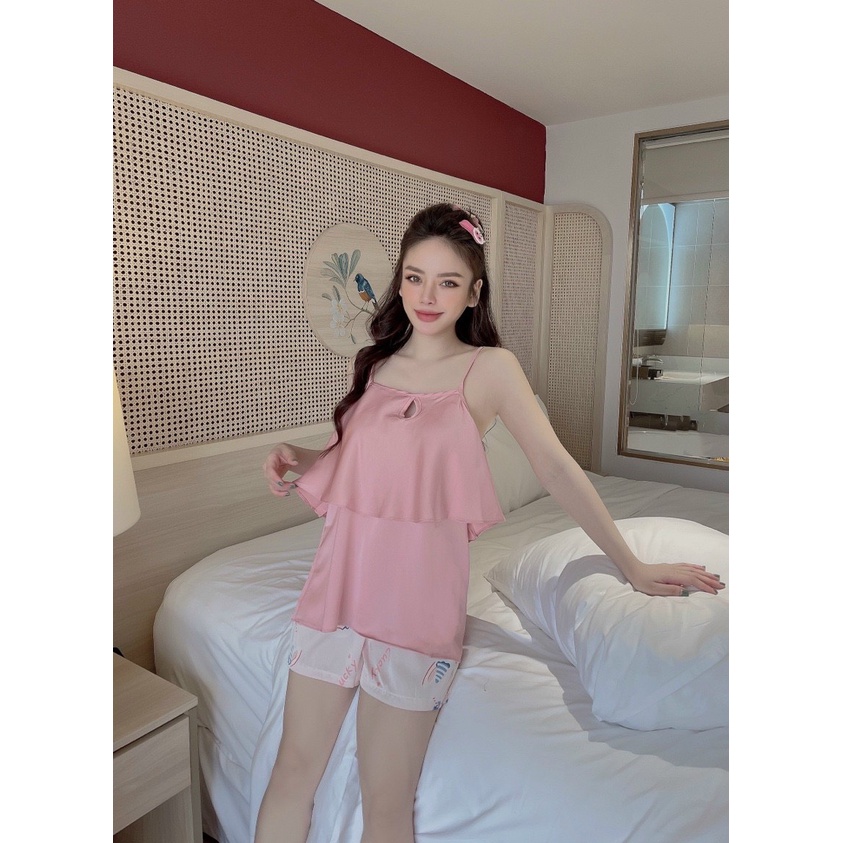 Đồ ngủ 2 dây sexy, đồ ngủ sexy chất latin thoáng mát Freesize - Linqu Sleepwear