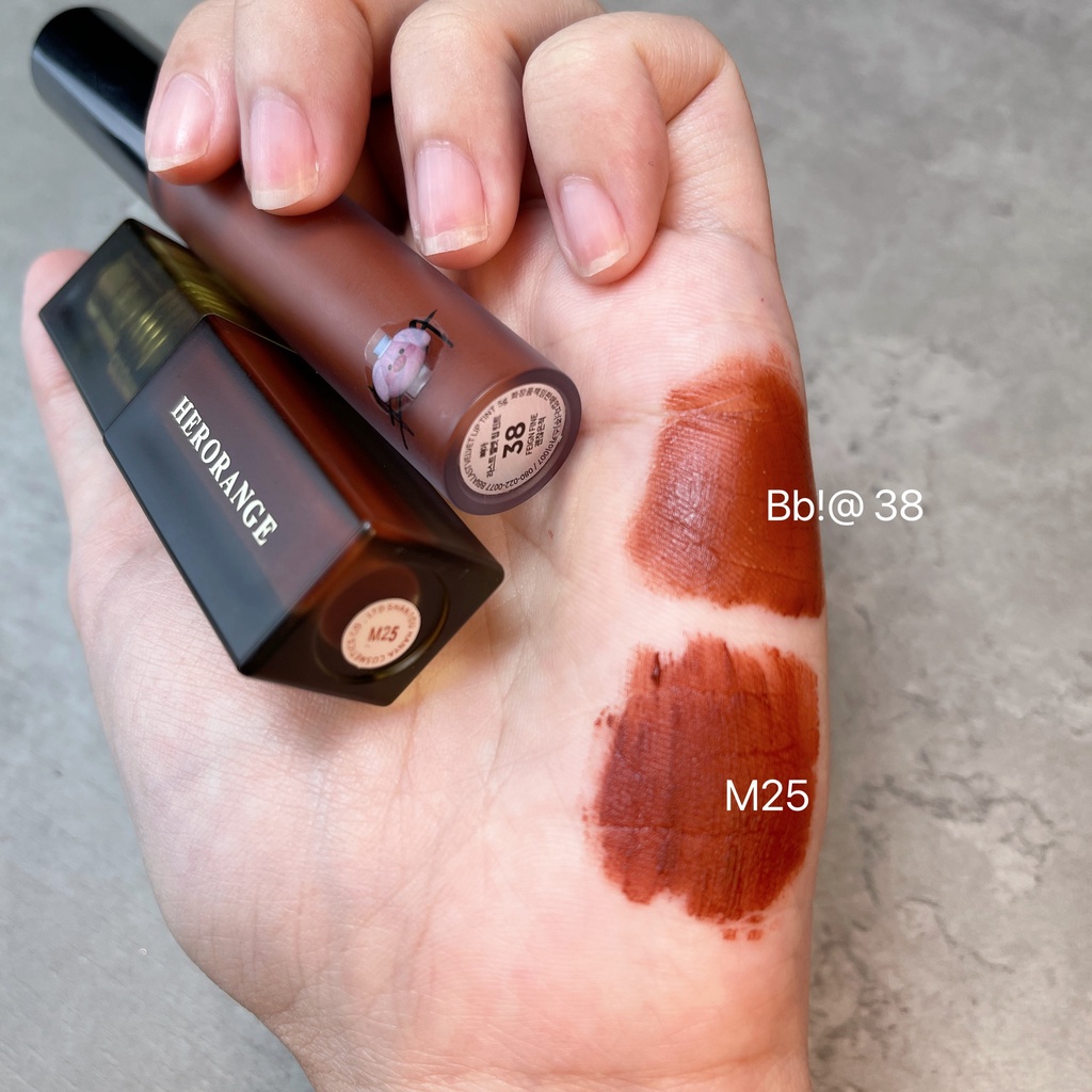 Son kem HERORANGE Floating Fog Naked Lip Glaze lùn Herorange Velvet Mist Lip Mud HERO15 HERO31