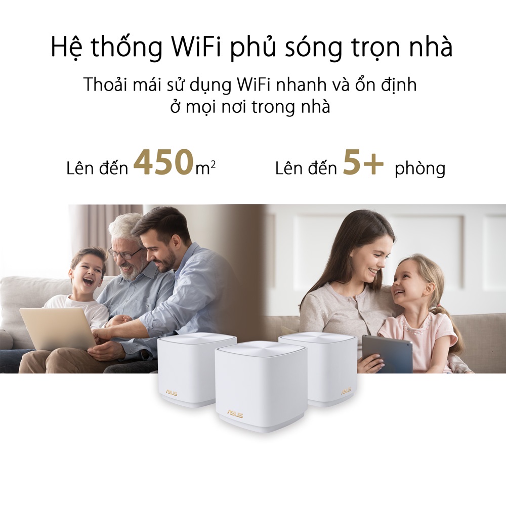 Hệ thống MESH WIFI 6 ASUS XD4 Mini ZenWiFi AX1800 Băng Tần Kép Hàng Chính Hãng