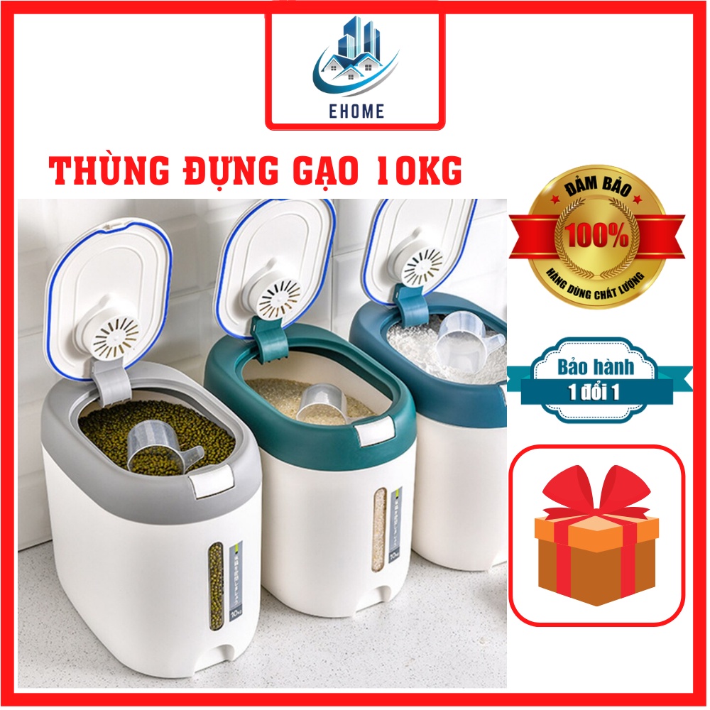 Thùng đựng gạo thông minh 10 kg đa năng Hộp đựng gạo cao cấp bằng nhựa nhập khẩu công nghệ Nhật Bản chống mọt Doron