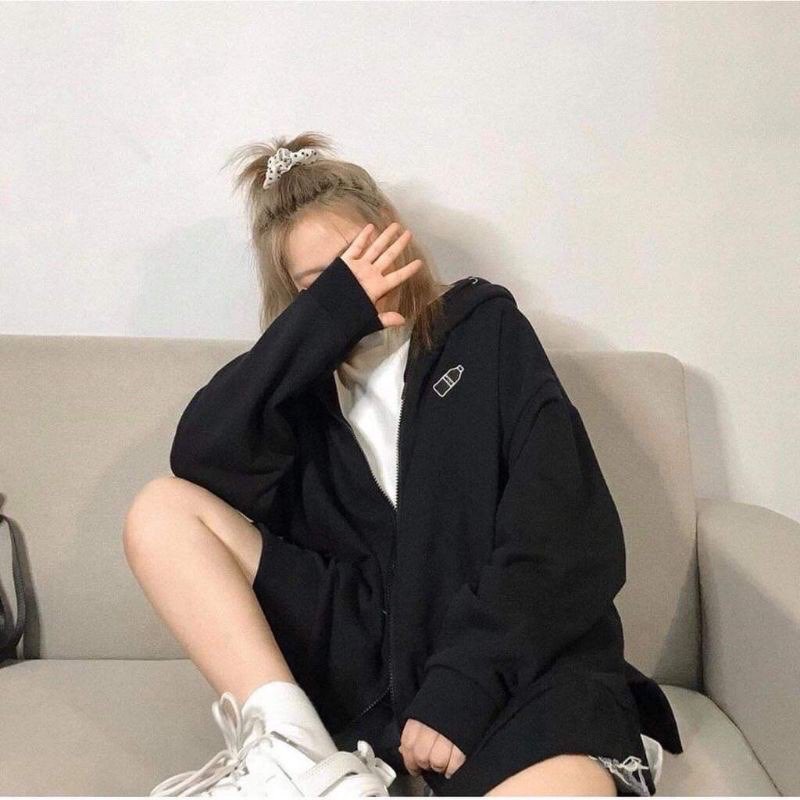 Áo khoác hoodie nỉ bông BÌNH SỮA ulzzang unisex form rộng dây kéo zip dày giá rẻ đẹp A00146 | BigBuy360 - bigbuy360.vn