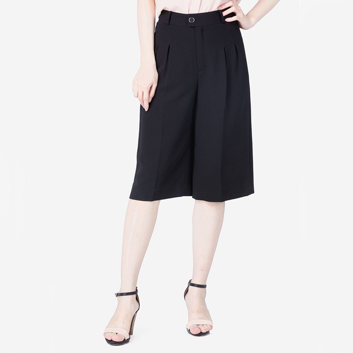 Quần lỡ ống rộng nữ màu đen