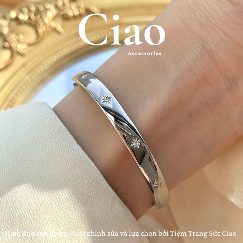 [HOT ITEMS] Vòng tay/ Lắc tay mạ bạc S925 thiết kế hoạ tiết sao đính đá phong cách La Vela Ciao