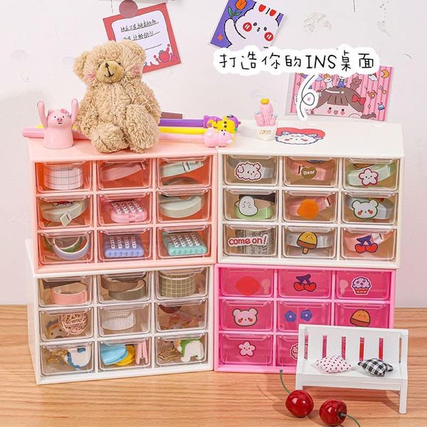 Tủ Mini 9 Ngăn Kéo Để Bàn Hoặc Treo Tường Đựng Phụ Kiện Mỹ Phẩm Tiện Lợi