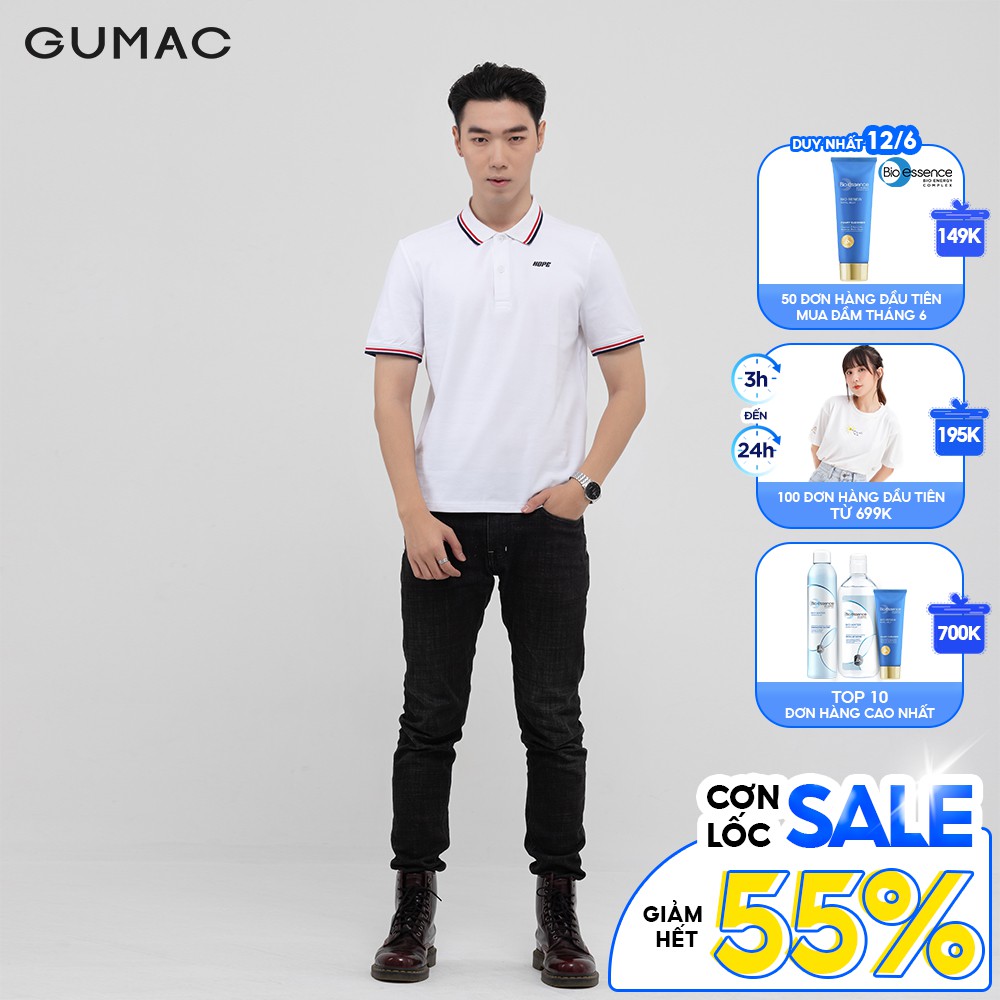 Áo thun polo nam phối viền bo GUMAC đủ màu, đủ size, trẻ trung ATNB1188