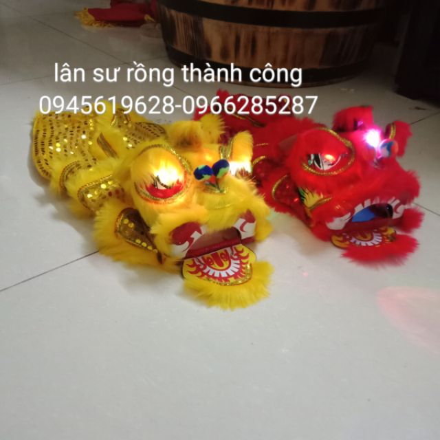 Lân mini cầm tay, đầu lân trang trí phong thủy (xỏ tay)