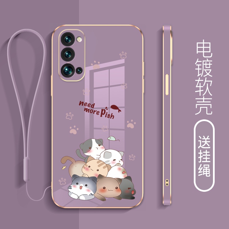 Ốp Điện Thoại Mạ Điện Hình Mèo Cho oppo reno 4 se reno 5 reno 5 pro reno 5 pro plus reno 6 reno 6 pro reno 6 pro plus reno 6z