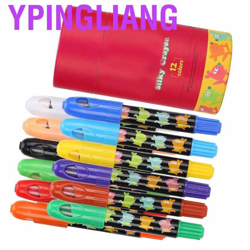 Ypingliang 12 Colors Painting Oil Pastel Set Washable Rotating Crayon Stick for Artist Kid School Stationery