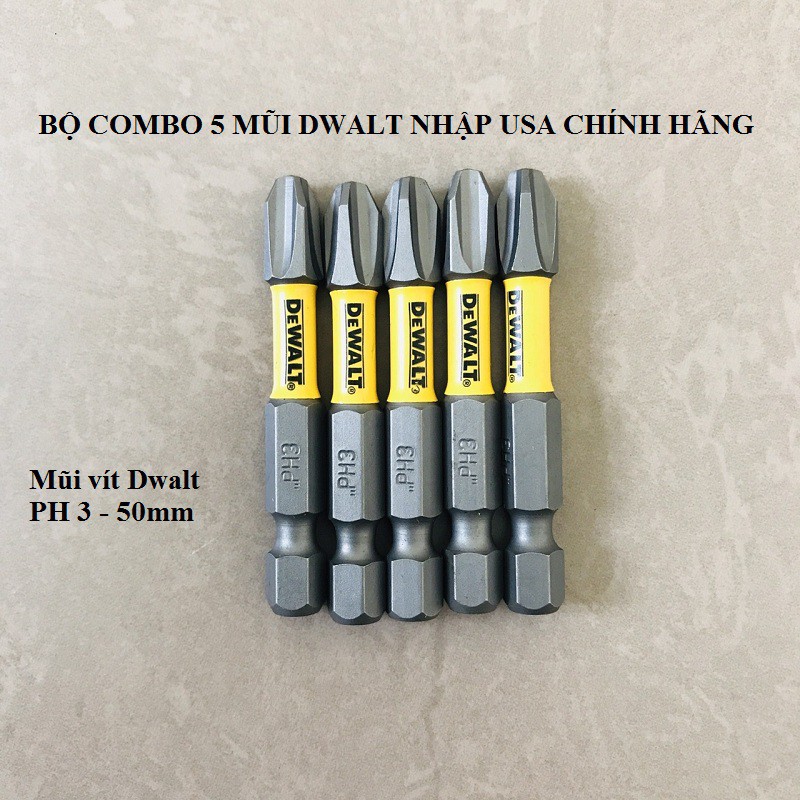 Bộ 5 Mũi Vít DeWalt PH3 Chính Hãng