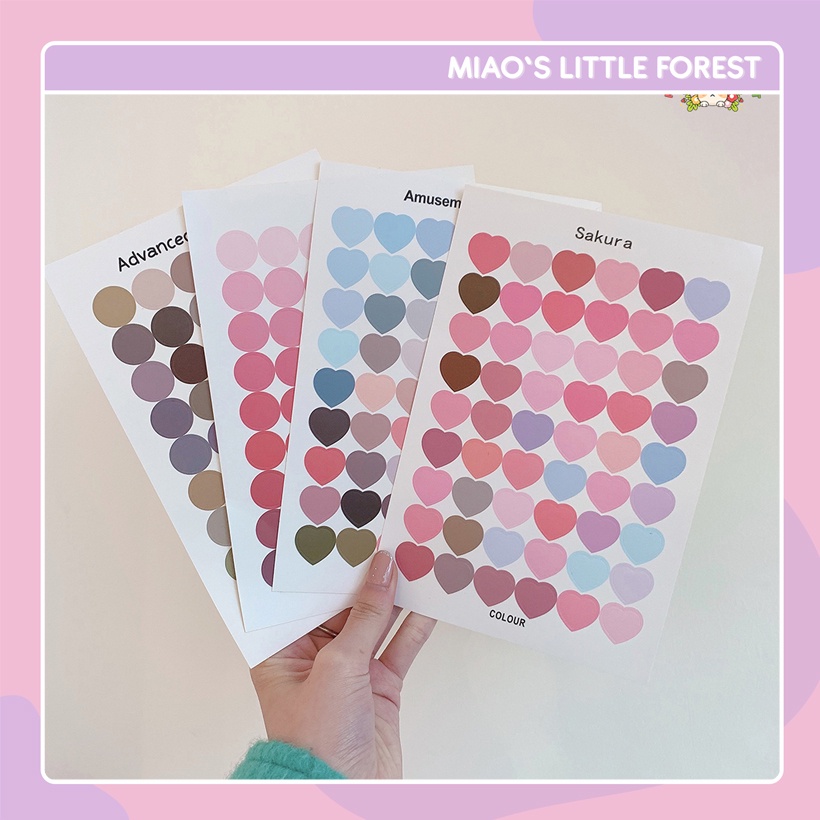 Sticker chấm tròn MIAO'S LITTLE FOREST nhãn dán chấm tròn tone màu cute trang trí sổ bujo dán tường MST203