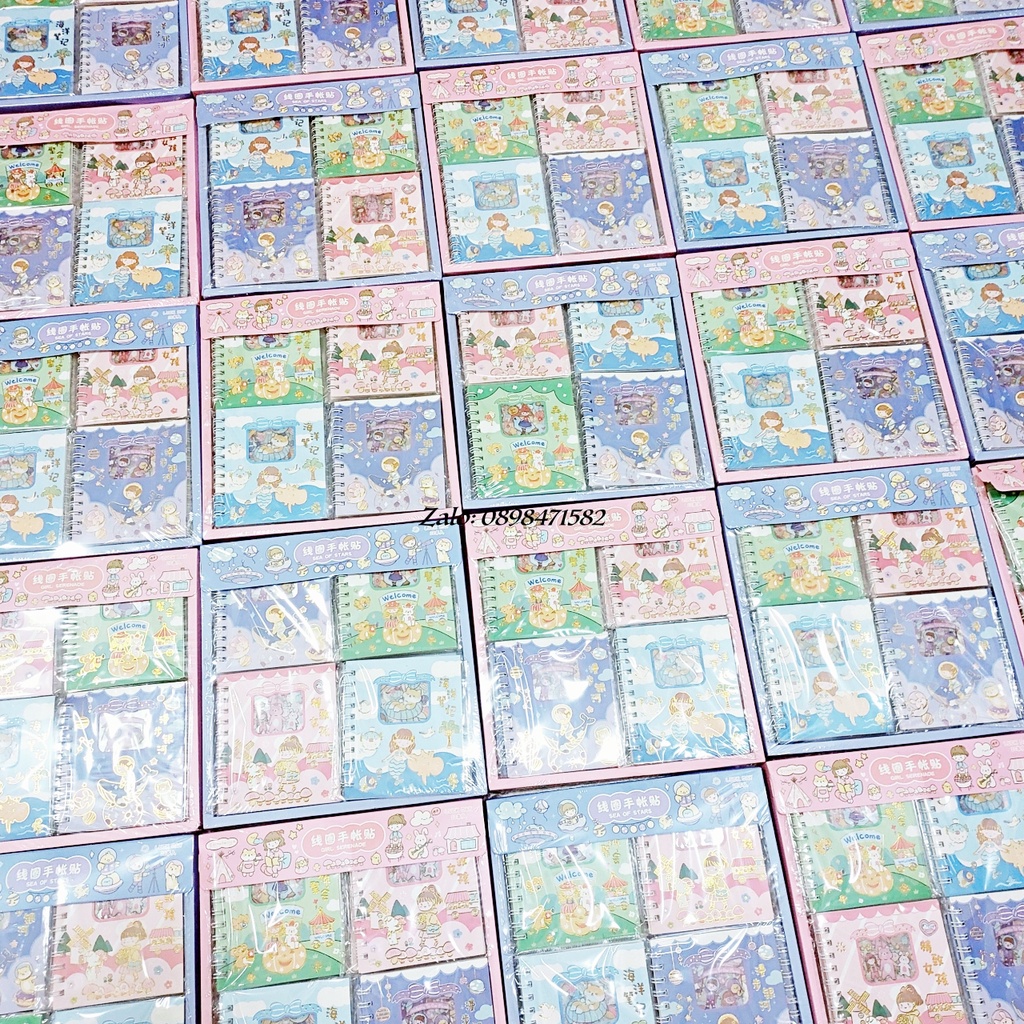 Z0863 Sổ lò xo sticker bìa ánh mạ ánh kim cute 10 tấm, chiết sticker lưu trữ