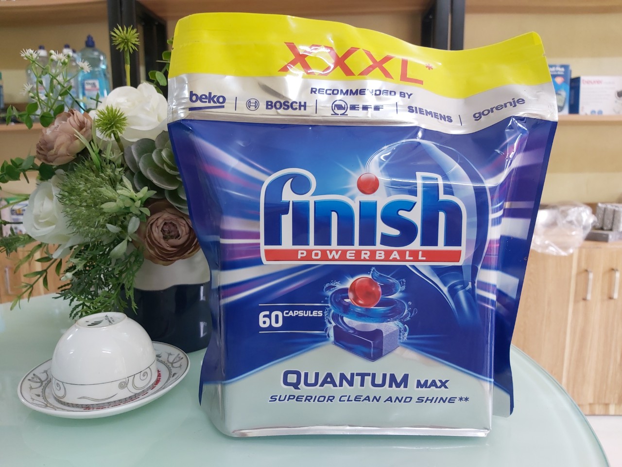 Viên rửa bát Finish Quantum Max túi 60 viên [Hàng Đức]