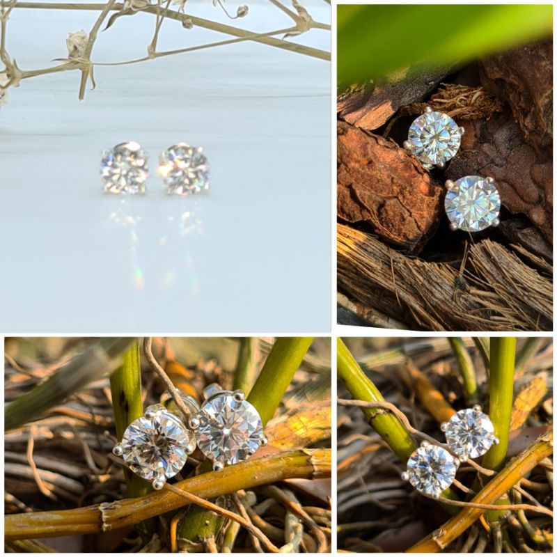 1 chiếc💥 Bông tai Moissanite 3li đến 6li. ĐẸP LUNG LINH. Ổ bạc ta, XI BẠCH KIM miễn phí. Nước D, Full kiểm nghiệm đầu đủ