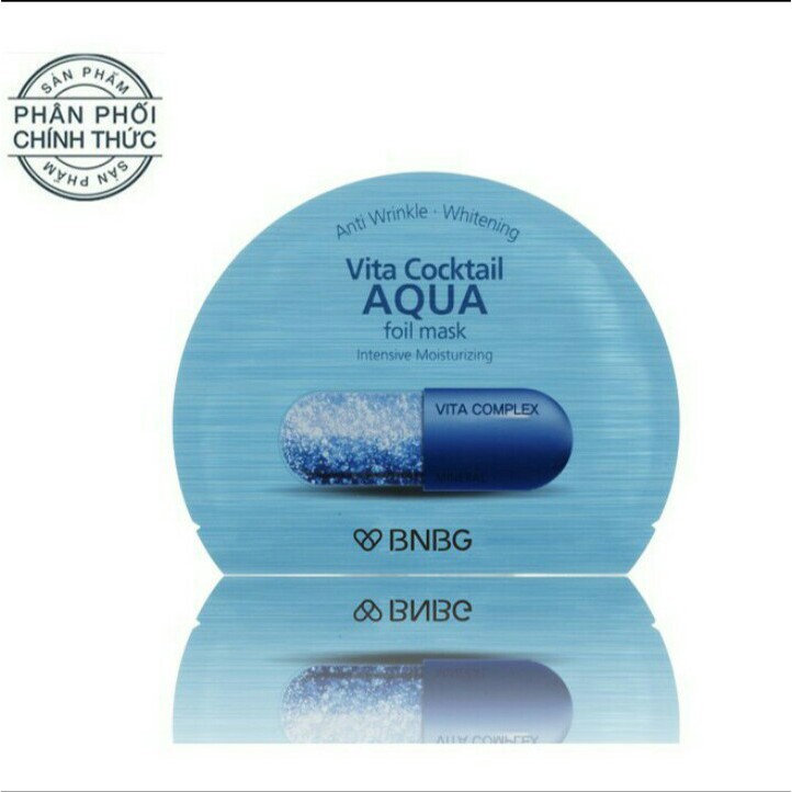 Combo 5 Mặt nạ lá nguyên khối dưỡng da ẩm mượt BNBG Vita Cocktail Aqua Foil Mask - Moisturizing.màu xanh