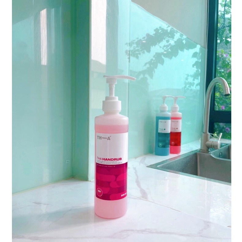 Nước rửa tay khô diệt khuẩn THA HANDRUB diệt khuẩn toàn diện, hương thơm sả chanh nhẹ nhàng, chai 500ml