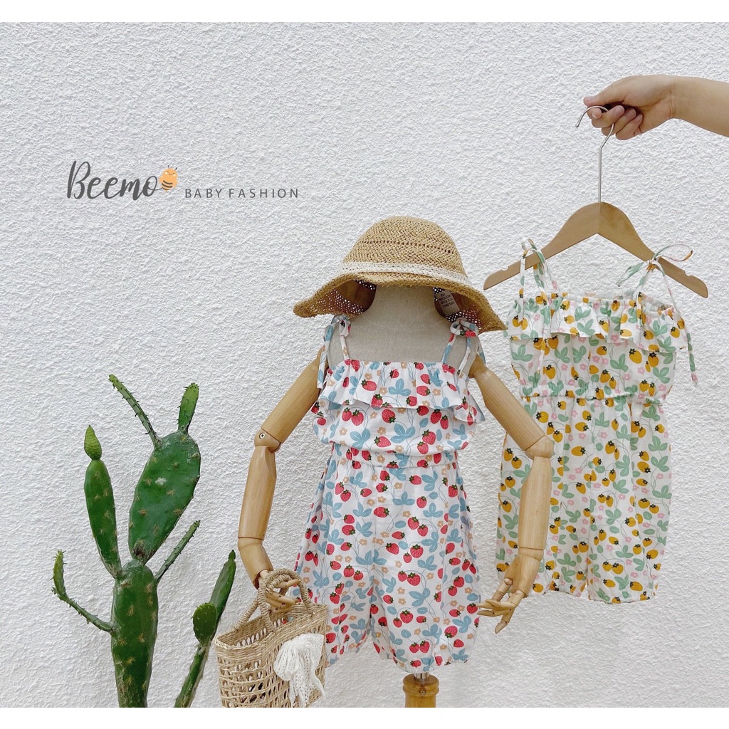 Bộ jum liền thân hai dây bé gái, bộ hai dây liền thân xinh xắn cho bé gái Beemo