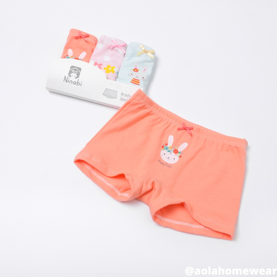 Quần chip đùi bé gái mặc váy vải cotton size nhỏ 100-120 Ninabi NNBN22, combo 3 quần lót cho bé gái