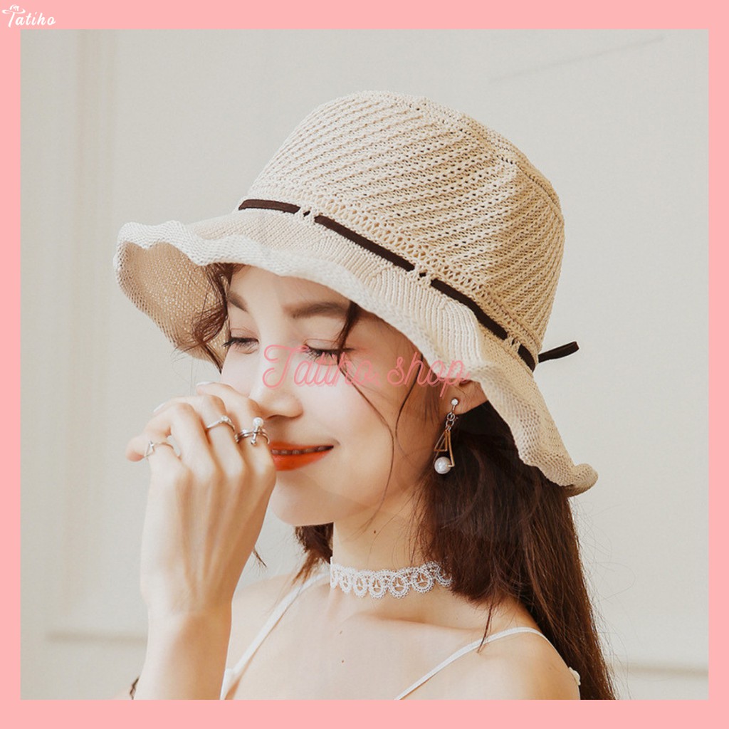 [Hàng Xịn, Giá Tốt] Mũ Cói, Nón Cói Mềm Vành Nhỏ Phối Nơ Rento Thời Trang Nữ Nhật Bản - Mã NC007