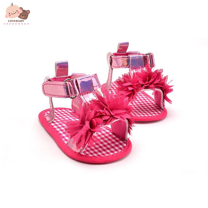 Giày Sandal Đính Hoa Đế Mềm Chống Trượt Cho Bé