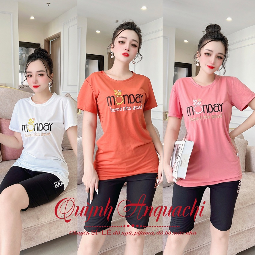 Đồ Bộ Nữ Mặc Nhà Anquachi Đẹp Thun Cotton Nữ Mặc Ngủ Ở Nhà Dễ Thương Quần Lửng Cute A086