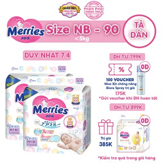 Combo 2 Tã dán Merries NB90 (DƯỚI 5KG)