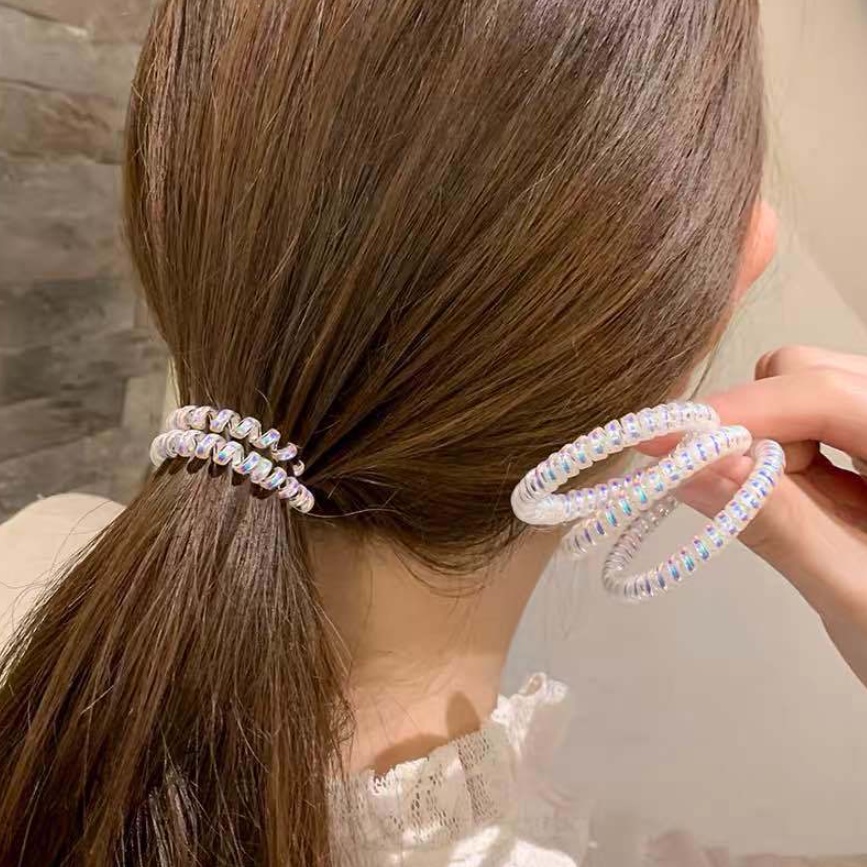 Dây buộc tóc lò xo ánh màu ngọc nhẹ nhàng, nữ tính phong cách Hàn Quốc LEVAN PKTR.07
