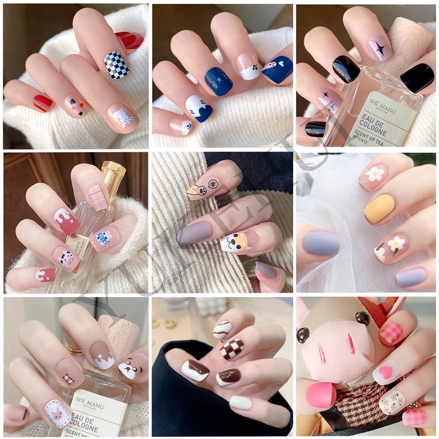 YUKEHUI móng tay giả móng giả móng tay mống tay giả bộ 24 móng tay giả sét 24 móng tay giả keo Dụng cụ  Phụ kiện Làm đẹp