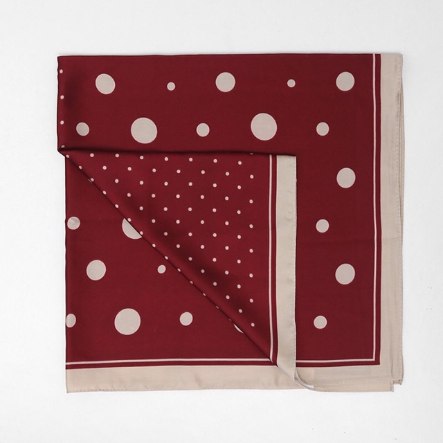 Khăn lụa vuông 70x70 turban quàng cổ,áo khăn yếm bandana thời trang đội đầu chấm bi- Maben