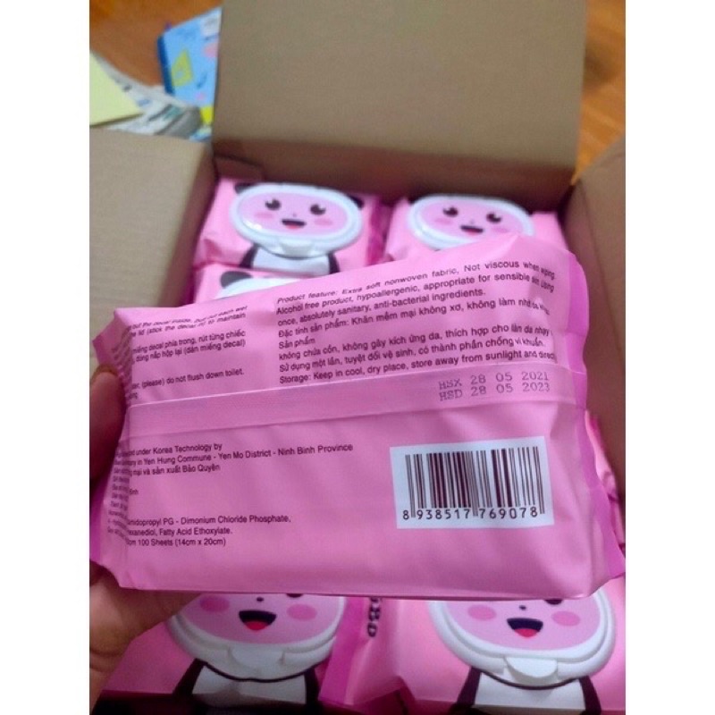 Bịch 100 khăn ướt BiBo không mùi, không paraben, an toàn cho trẻ sơ sinh, giấy ướt, giấy đa năng