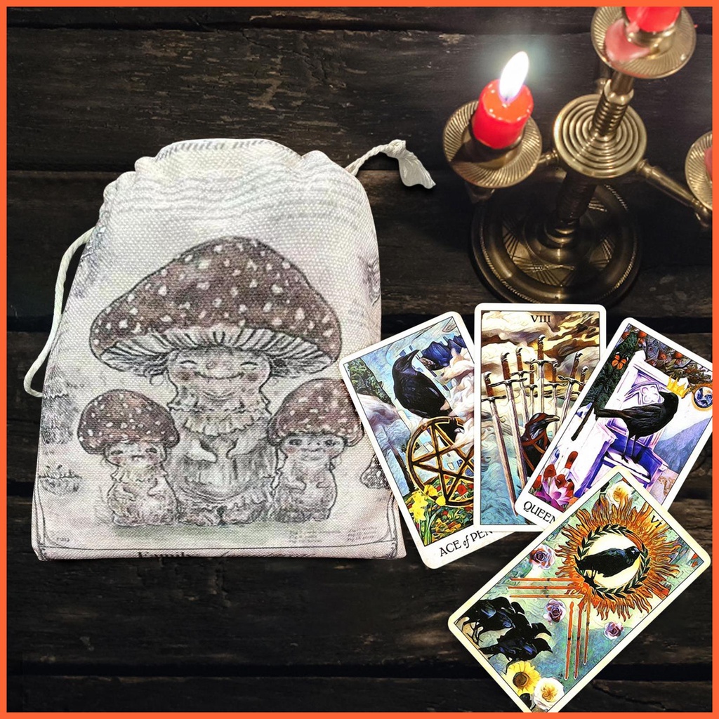 Túi Vải Đựng Bài Tarot 5.12X7.09 Inch In Họa Tiết Đầu Nấm Xinh Xắn