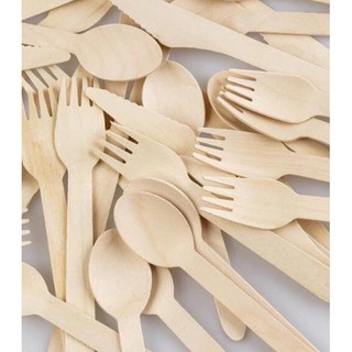 set 100 Dao muỗng nĩa gỗ