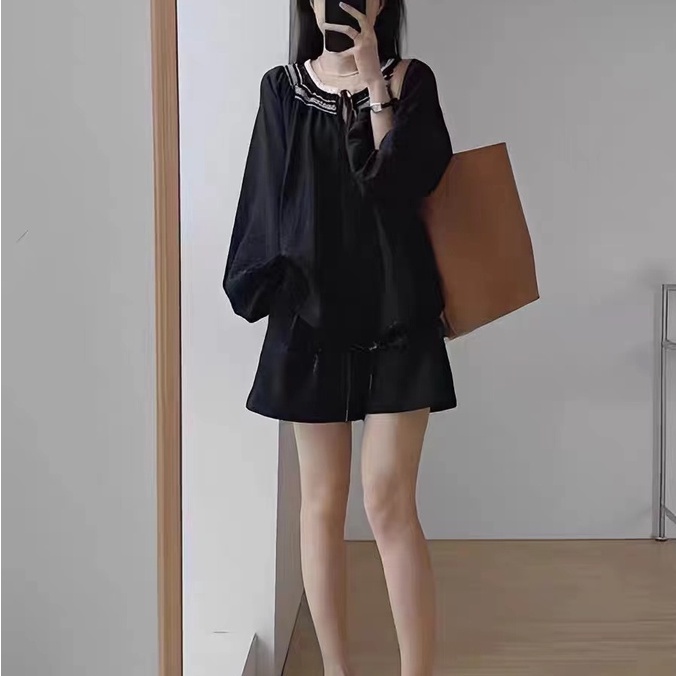 Áo BH cổ tròn dài tay phong cách Hàn Quốc cổ điển dành cho nữ