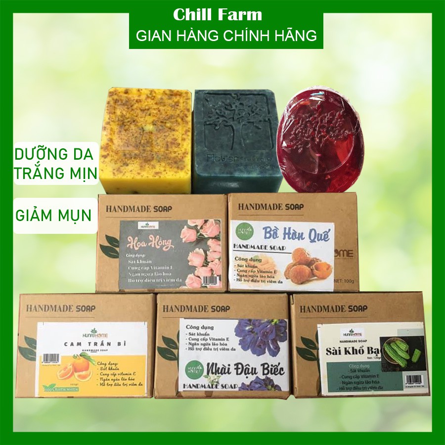 Xà Phòng Giảm Mụn Lưng Thảo Dược Dưỡng Da Trắng Mịn, Xà Phòng Handmade Sinh Dược 90Gram