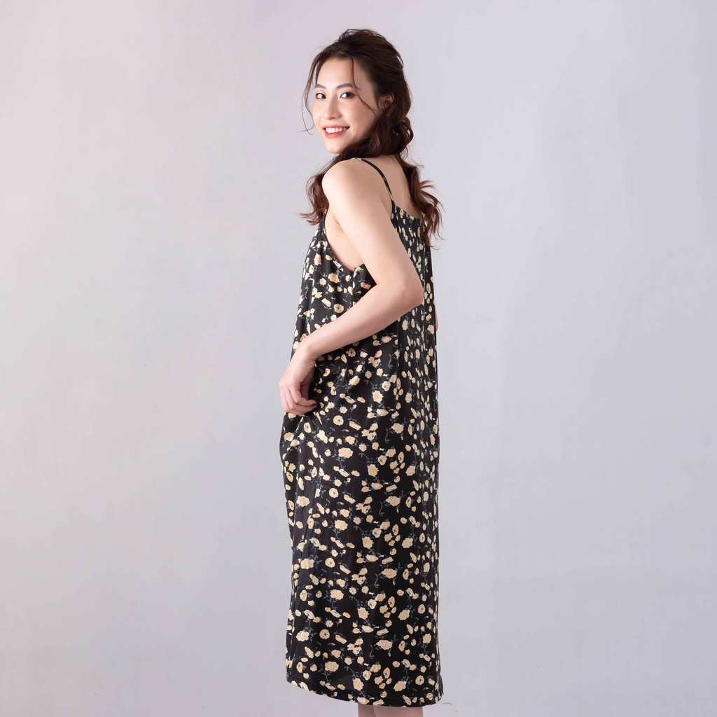 Đầm 2 Dây Hoa Nhí Thutrang house Váy Voan Hai dây nữ dài dáng suông Vintage Hàn Quốc một màu Đen M06 | BigBuy360 - bigbuy360.vn