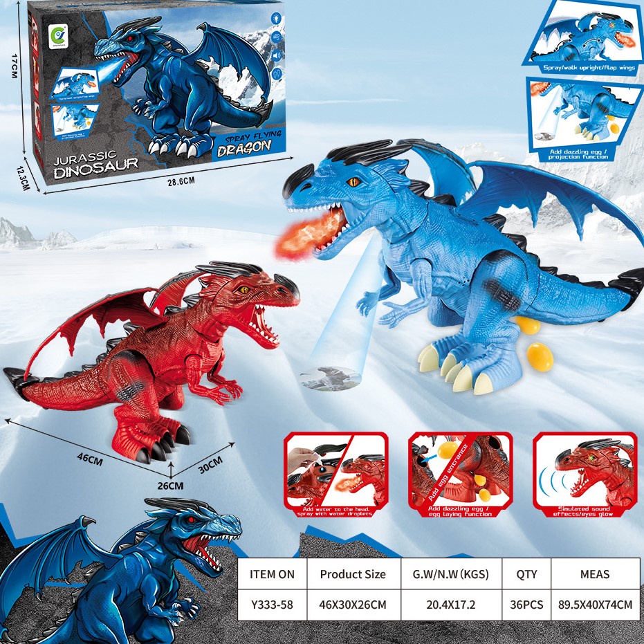 [Hàng mới về] Đồ chơi Rồng phun khói chạy bằng Pin có đèn và nhạc - Rồng khủng long phun sương