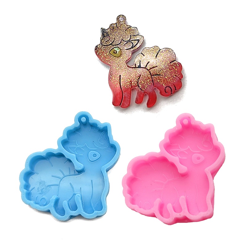 Khuôn Làm Móc Khóa Bằng Nhựa Epoxy Hình Ngựa Pony Có Lỗ Treo Chìa Khóa