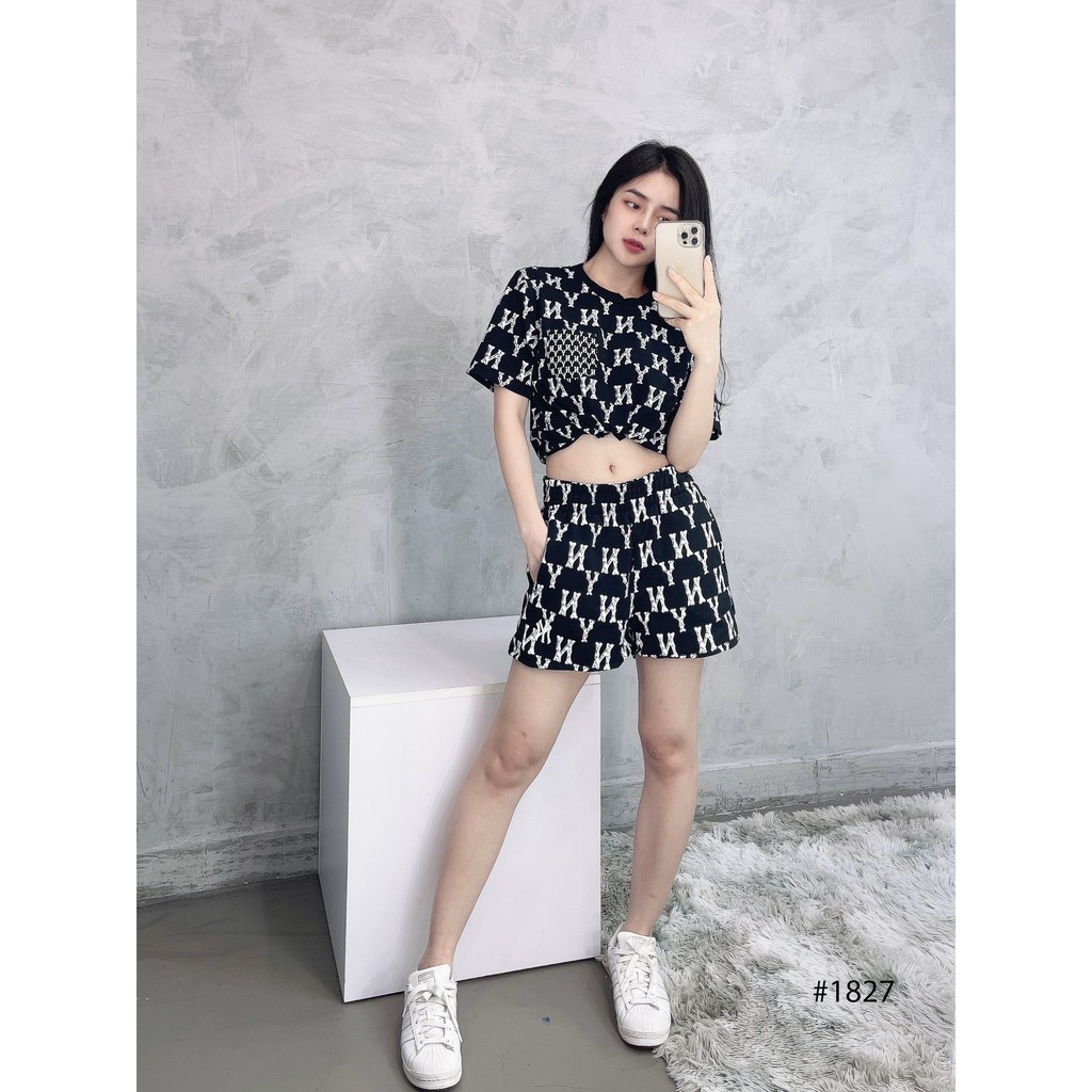 (HÀNG XUẤT XỊN) Quần short đen 1827 M//L//B MONOGRAM OVERFIT MIX POCKET SHORTS (BLACK) full tag code