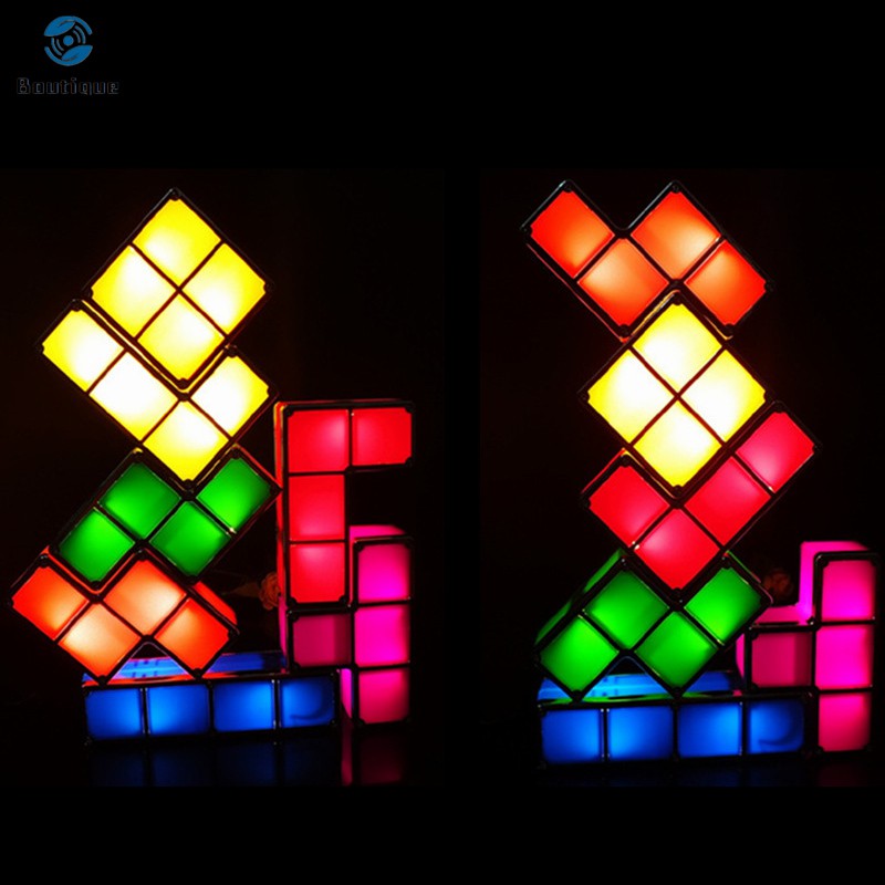 Đồ Chơi Lắp Ráp Mô Hình 7 Miếng Xếp Hình Tetris Có Đèn Led