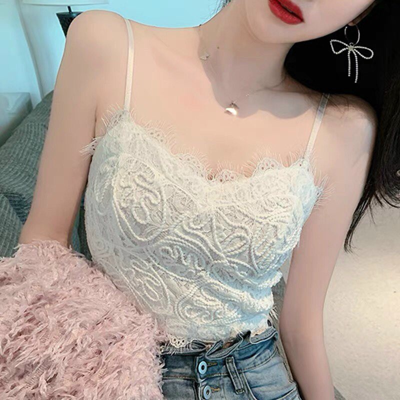 Áo Hai Dây Bra Phối Ren Có Mút