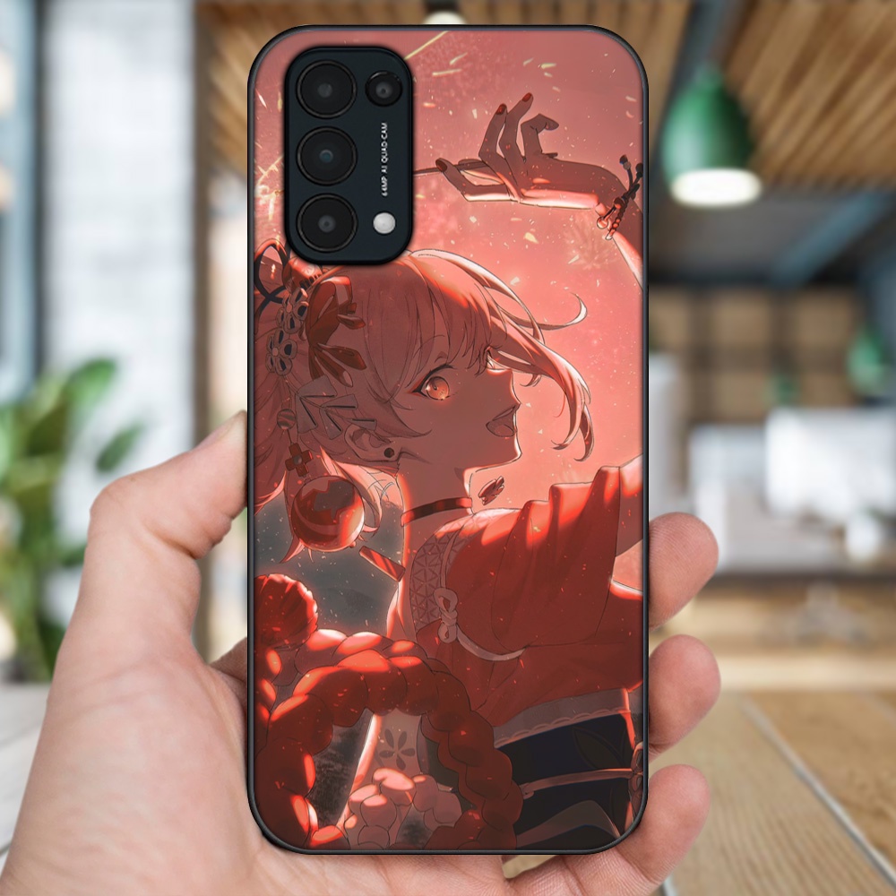 Ốp lưng Oppo Reno 5 viền đen in hình Yoimiya Genshin Impact