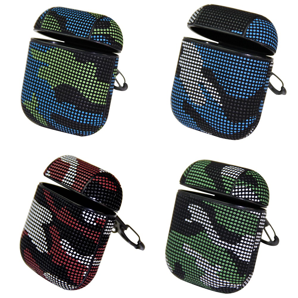 Camouflage Faux Leather Dustproof Anti-slip Protector Case Cover for Airpods 1/2