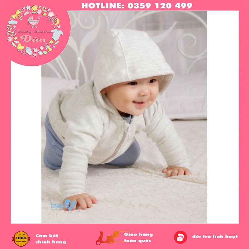 Áo khoác thu đông dạng nỉ nhẹ cho bé Bons99 - chất Organic cotton siêu đẹp - size từ 6 tháng - 4 tuổi