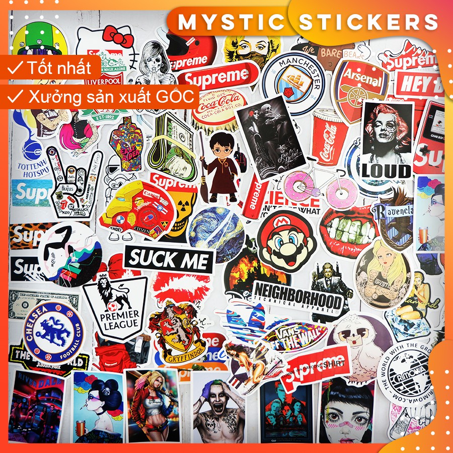 [SET TỔNG HỢP #1] 100 Sticker chống nước/ trang trí, set mix ,dán xe laptop mũ bảo hiểm vali...